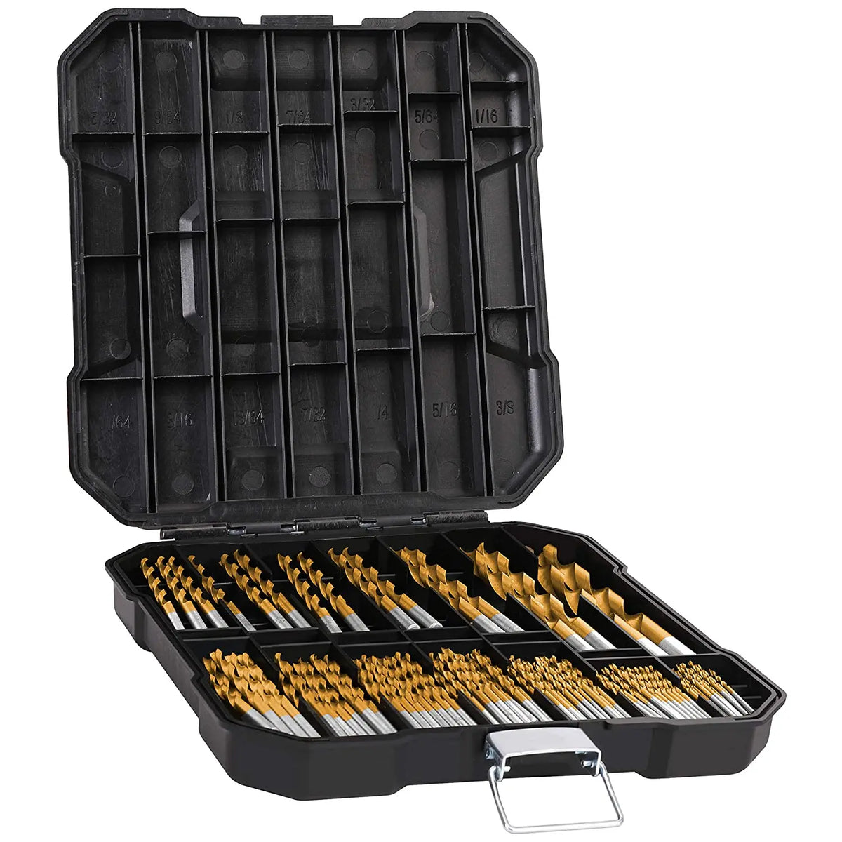 99-Piece Titanium Coated HSS Twist Drill Bit Set (Straight Shank)