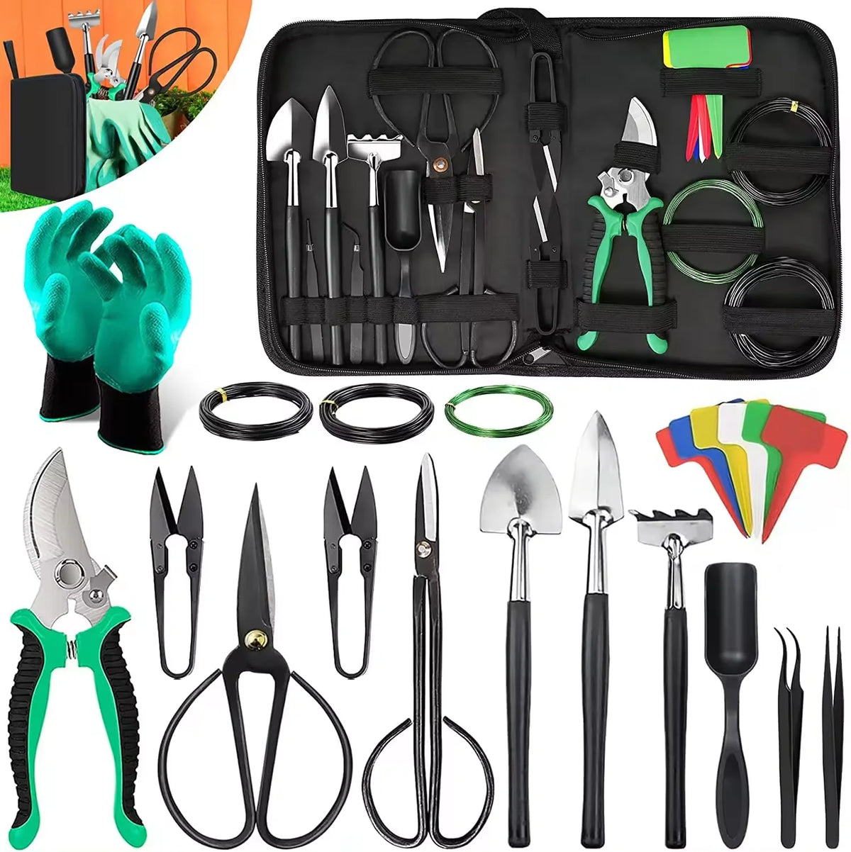 24-Piece Professional Bonsai Tree Trimming and Care Starter Kit