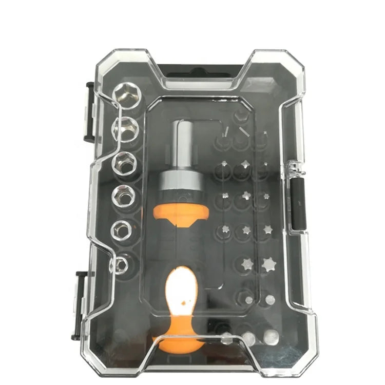 28-Piece Ratchet Screwdriver and Bit Set with Storage Tool Box